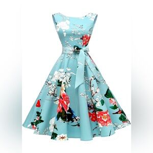 Hanpceirs Women's Boatneck Sleeveless Swing Vintage 1950s Cocktail Dress